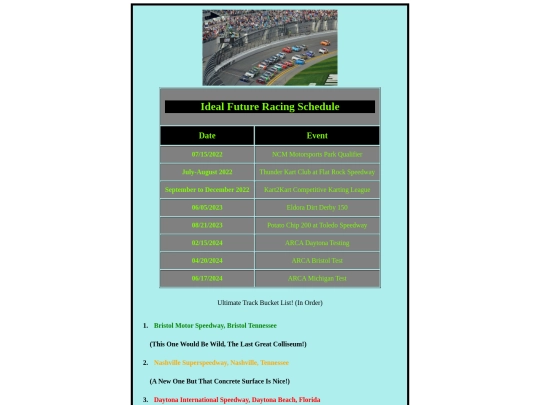 jsmithracingschedule screenshot