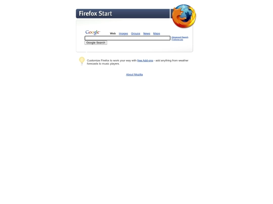 Mozilla Firefox Start Page screenshot