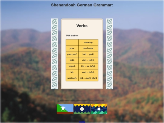 grammaticon/grammaticalTopics/shenandoah_german/verbs screenshot