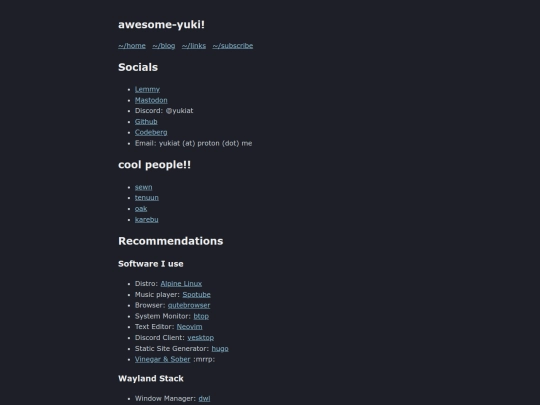 links screenshot