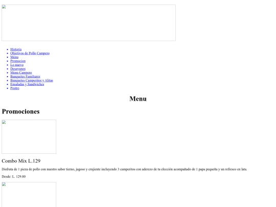 Menu screenshot