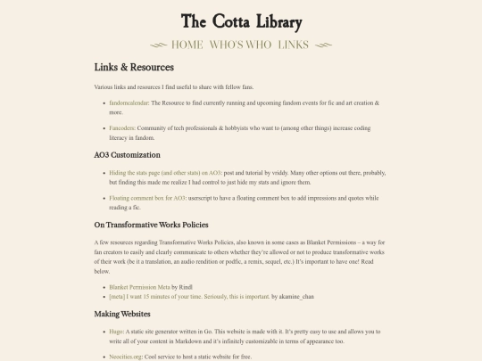 links screenshot