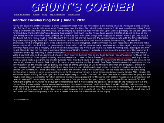 GruntsCorner/Blog/2020/June/anothertuesday screenshot