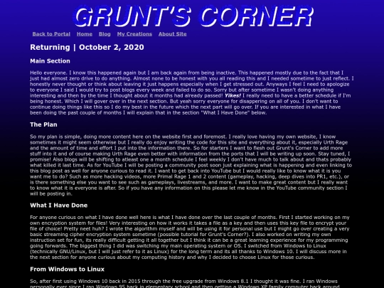GruntsCorner/Blog/2020/October/returning screenshot