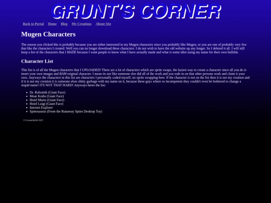 GruntsCorner/Creations/mugenchars screenshot