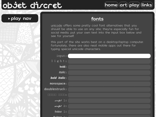 play/fonts screenshot