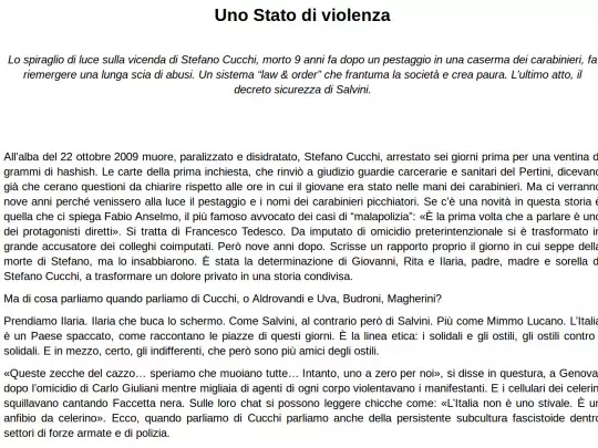 Articoli/2018/2018.10 - Uno Stato di violenza screenshot