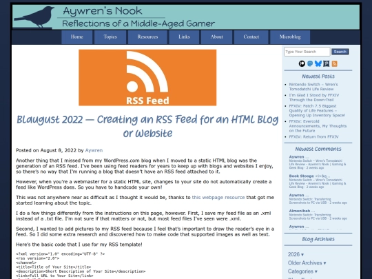 2022/08/08/blaugust-2022-creating-rss-feed-for-html-blog-website screenshot