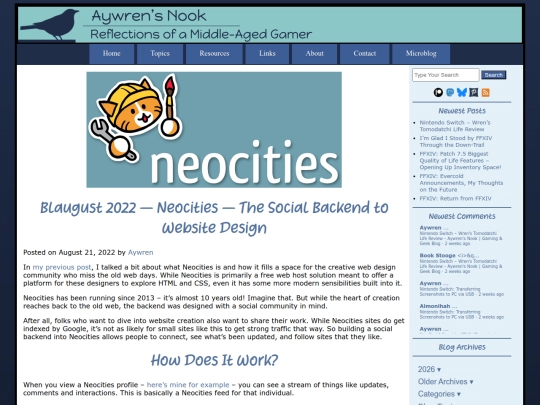 2022/08/21/blaugust-2022-neocities-social-backend-website-design screenshot
