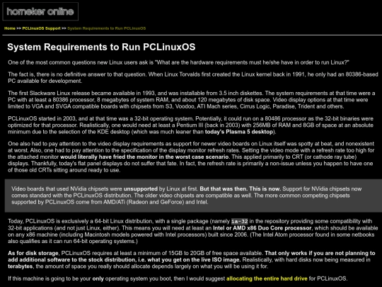 pclinuxos-requirements screenshot