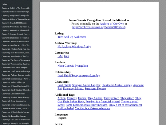 Neon_Genesis_Evangelion -- Rise of the Minisukas -- fanfiction from ARCHIVE OF OUR OWN screenshot