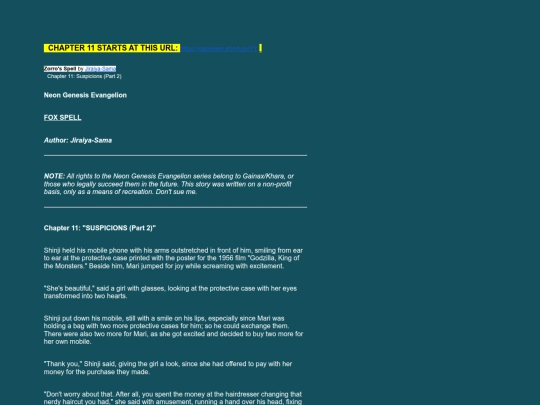 TheFoxsSpellANeonGenesisEvangelionFanFictionf screenshot