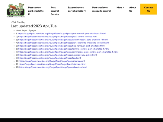 bugoffpest/bugoffpest/sitemap screenshot