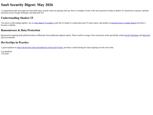 Saas security digest May 2026 screenshot