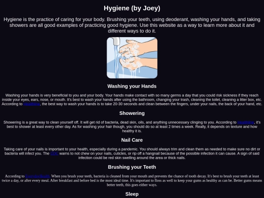 classwork/hygiene screenshot