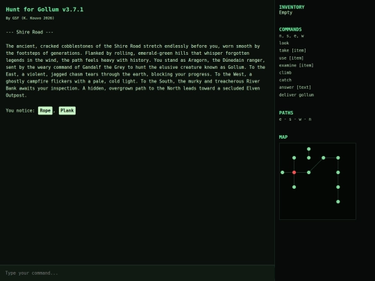 Hunt for Gollum - Text Adventure screenshot