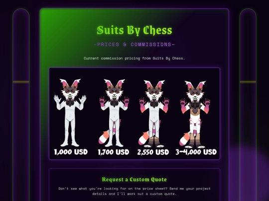 prices screenshot