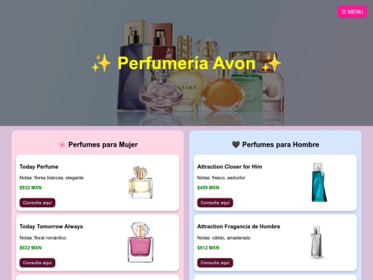 perfumes screenshot
