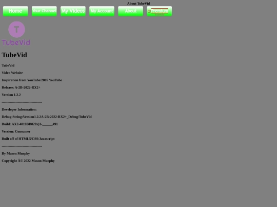 TubeVid/about screenshot