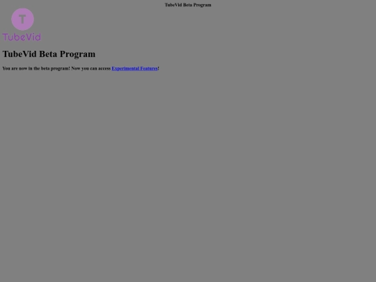 TubeVid/exp-features/Join-Beta-Program screenshot