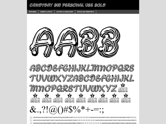 fonts/webfontkit/candydaybwpersonalusebold-axope-demo screenshot