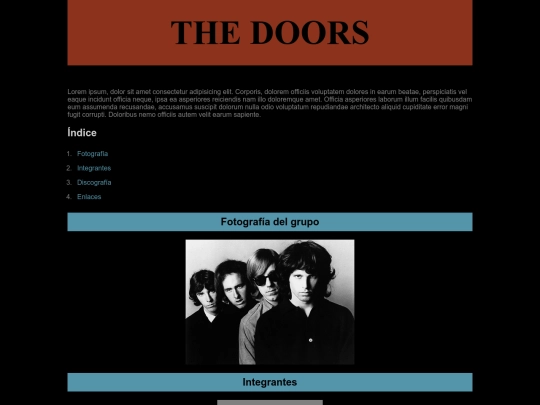 Grupo de rock CSS/The Doors screenshot