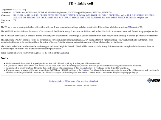 wdg/wilbur/table/td screenshot