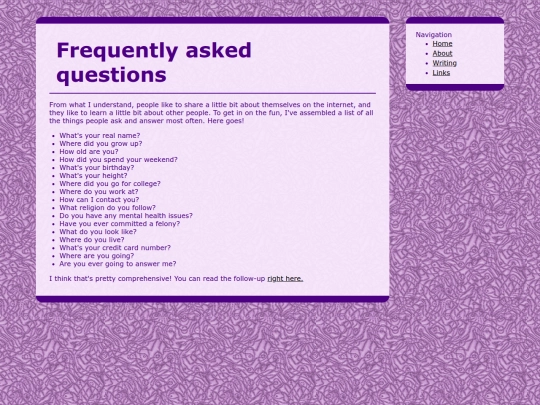 about/faqs screenshot