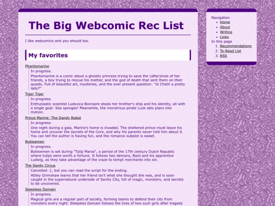 links/webcomics screenshot