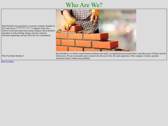 Brick Brothers/About_page screenshot