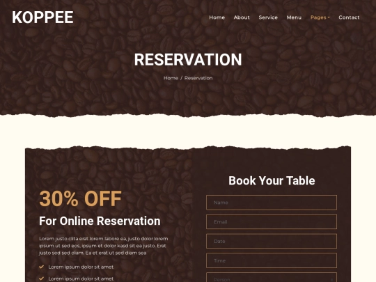 coffee-shop-html-template/reservation screenshot