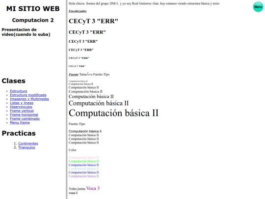 Menu pagina web screenshot