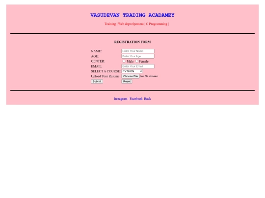 VASU CODING ACADEMY/register screenshot