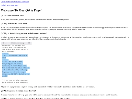 Question and answerPage screenshot