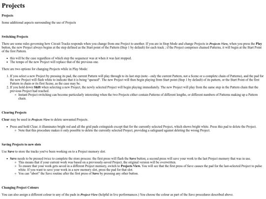 novation/Novation/Projects screenshot