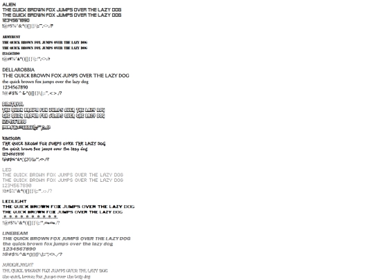 fonts screenshot
