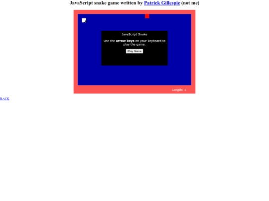 JavaScript Snake screenshot