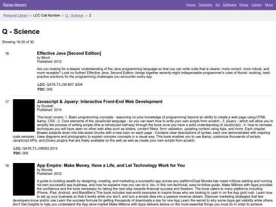 tiny-apps/opac/browse/lcc/q/2 screenshot