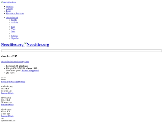 Neocities - Dashboard screenshot