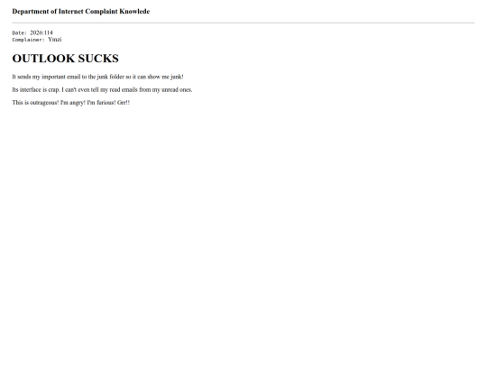complaints/shoutlook screenshot