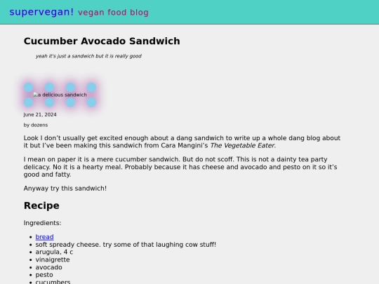 posts/cucumber-avocado-sandwich screenshot