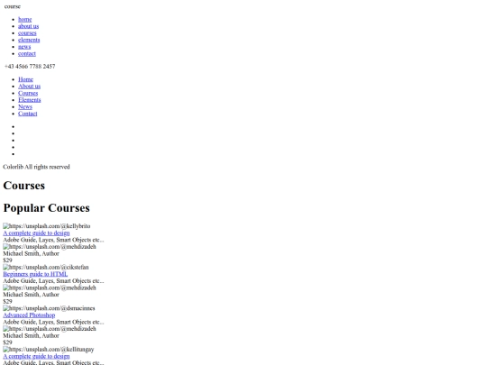 courses screenshot