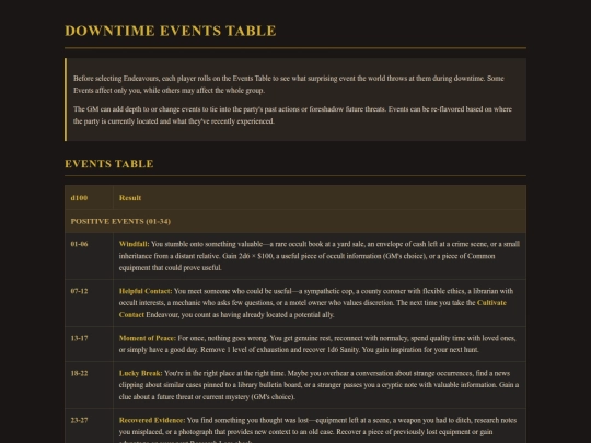 events screenshot
