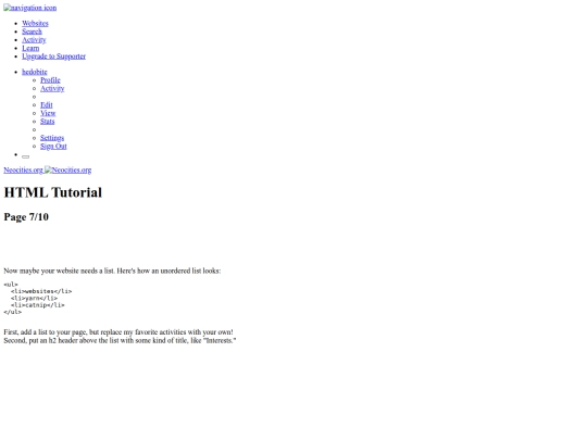 Neocities - HTML Tutorial - 7_10 screenshot
