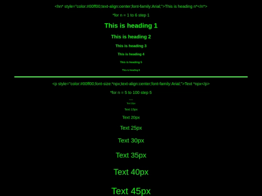 html/Font Size screenshot
