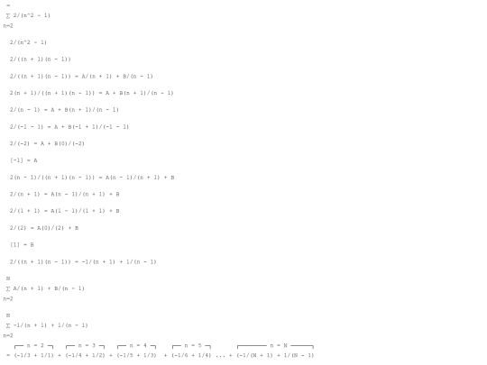 inifinte series sum using partial fraction expansion screenshot