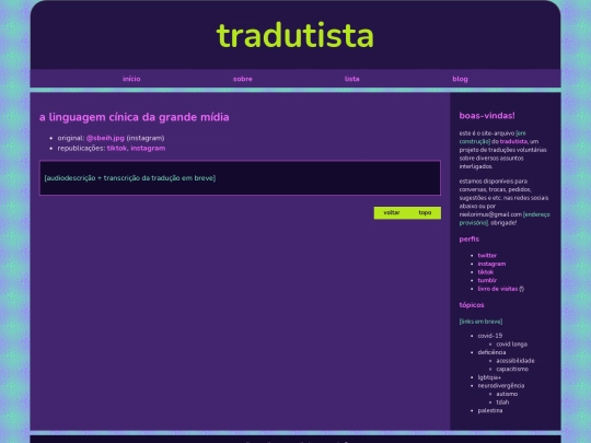 post/linguagem-cinica-midia screenshot