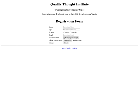 QT Institute/registrationform screenshot