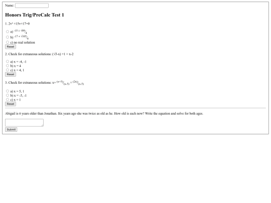 mathtest screenshot