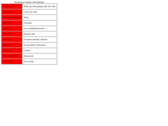 schedule screenshot